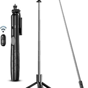 180cm Trípode para Movil, Palo Selfie Tripode con Control Remoto Desmontable para Teléfono Móvil, Soporte de Trípode de Teléfono Compatible con iPhone/Samsung/GoPro/Cámara