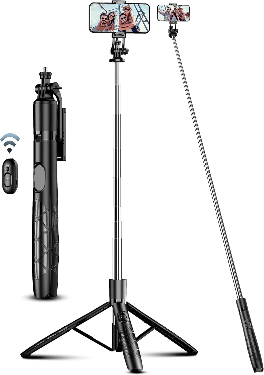 180cm Trípode para Movil, Palo Selfie Tripode con Control Remoto Desmontable para Teléfono Móvil, Soporte de Trípode de Teléfono Compatible con iPhone/Samsung/GoPro/Cámara - 1