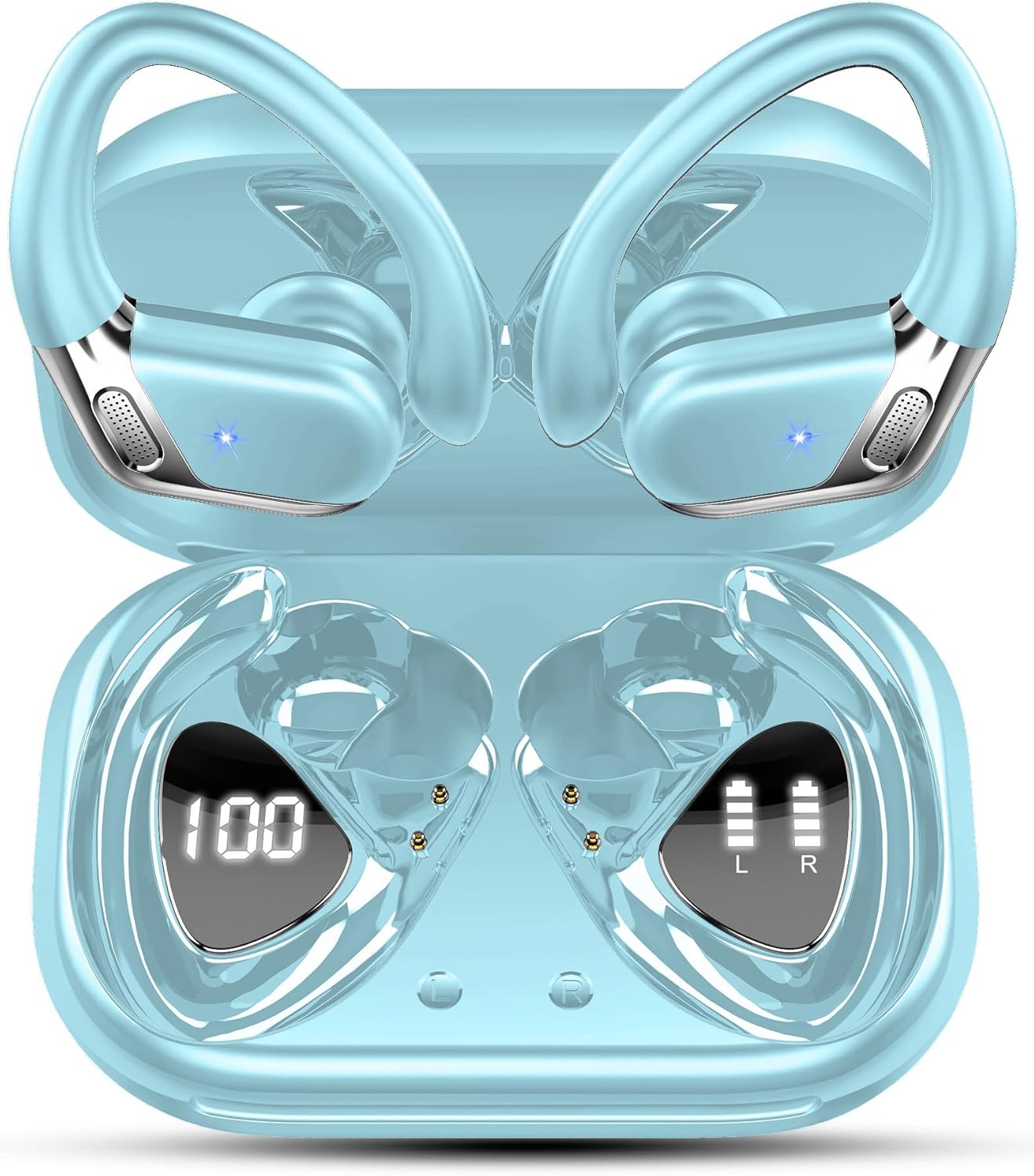 2026 Auriculares Inalambricos Deportivos, Auriculares Bluetooth 5.4 HiFi Estéreo con 4 HD Mic, 50H Cascos Inalambricos Bluetooth con Cancelacion Ruido ENC, IP7 Impermeable Cascos para Running, Negro - 1