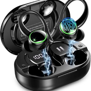 2026 Auriculares Inalambricos Deportivos, Auriculares Bluetooth 5.4 HiFi Estéreo con 4 HD Mic, 50H Cascos Inalambricos Bluetooth con Cancelacion Ruido ENC, IP7 Impermeable Cascos para Running, Negro