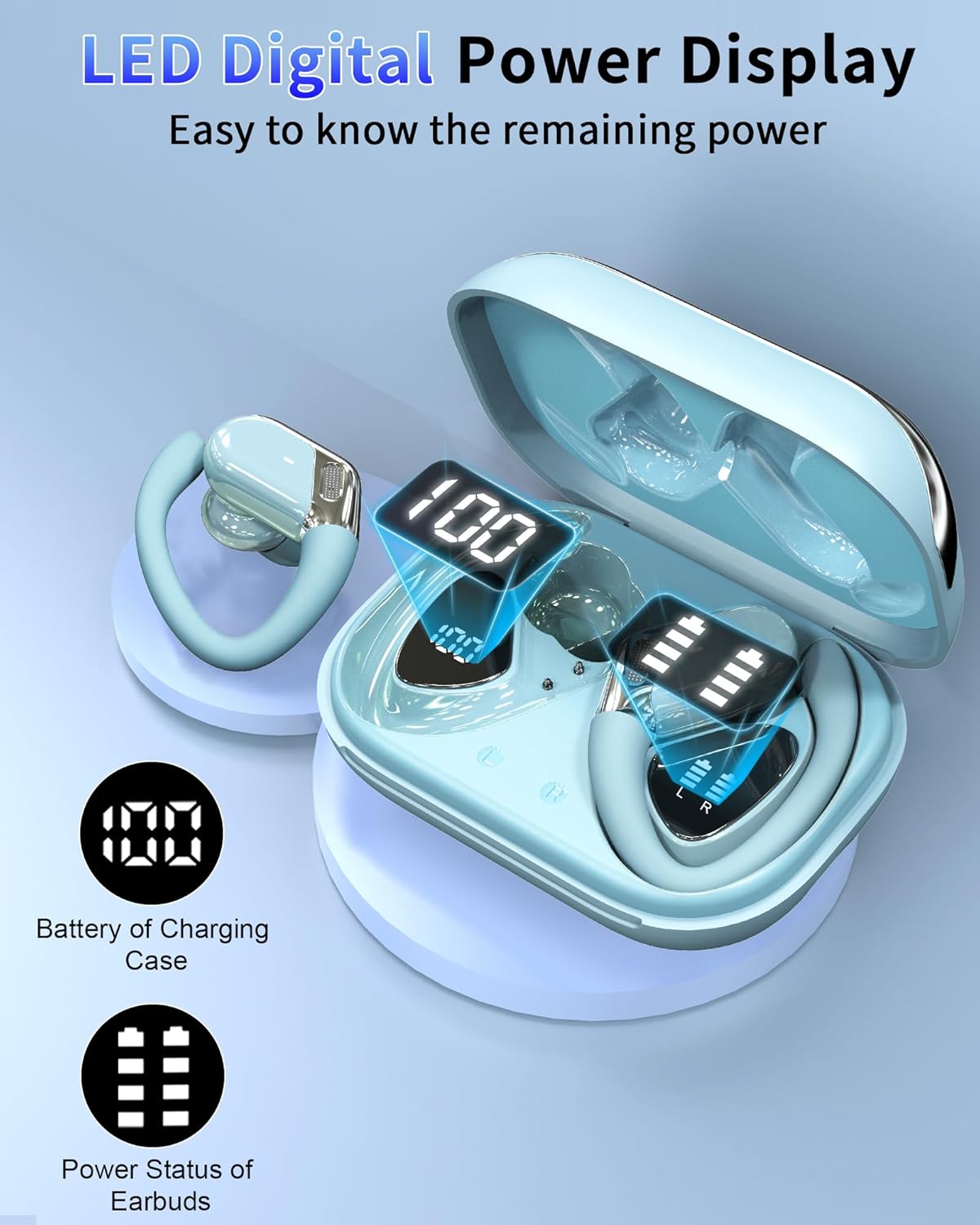 2026 Auriculares Inalambricos Deportivos, Auriculares Bluetooth 5.4 HiFi Estéreo con 4 HD Mic, 50H Cascos Inalambricos Bluetooth con Cancelacion Ruido ENC, IP7 Impermeable Cascos para Running, Negro - 4
