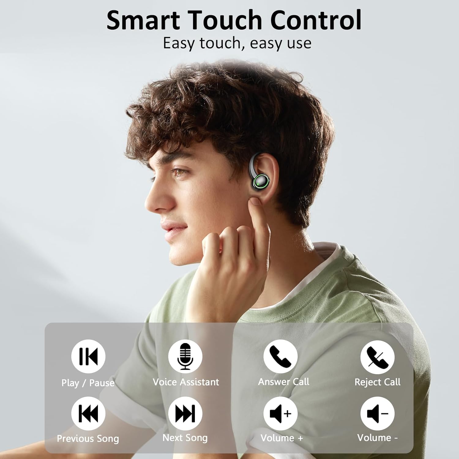 2026 Auriculares Inalambricos Deportivos, Auriculares Bluetooth 5.4 HiFi Estéreo con 4 HD Mic, 50H Cascos Inalambricos Bluetooth con Cancelacion Ruido ENC, IP7 Impermeable Cascos para Running, Negro - 6