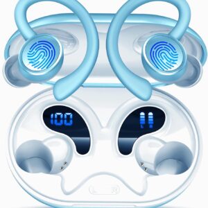 2026 Nueva Auriculares Inalambricos Deportivos, Auriculares Bluetooth 5.4 HiFi Estéreo con 4 HD Mic, 50H Cascos Inalambricos Bluetooth, IP7 Impermeable Cascos/Pantalla LED