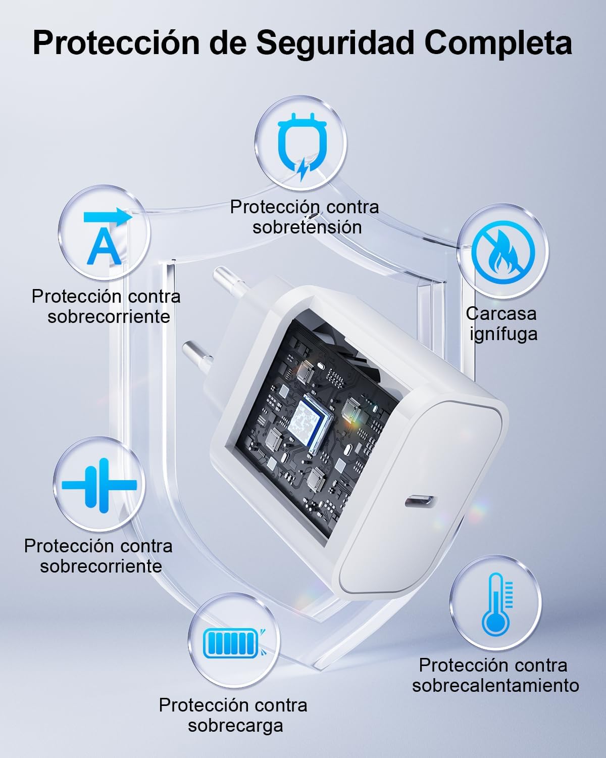 25W Cargador Carga Rapida for iPhone 14/14 Pro/14 Pro Max/14 Plus 13 12 11 SE XR X XS 8 7, USB C Carregador Enchufe Rapido Adaptador Charger Corriente con 2M Cable, Rosa - 6