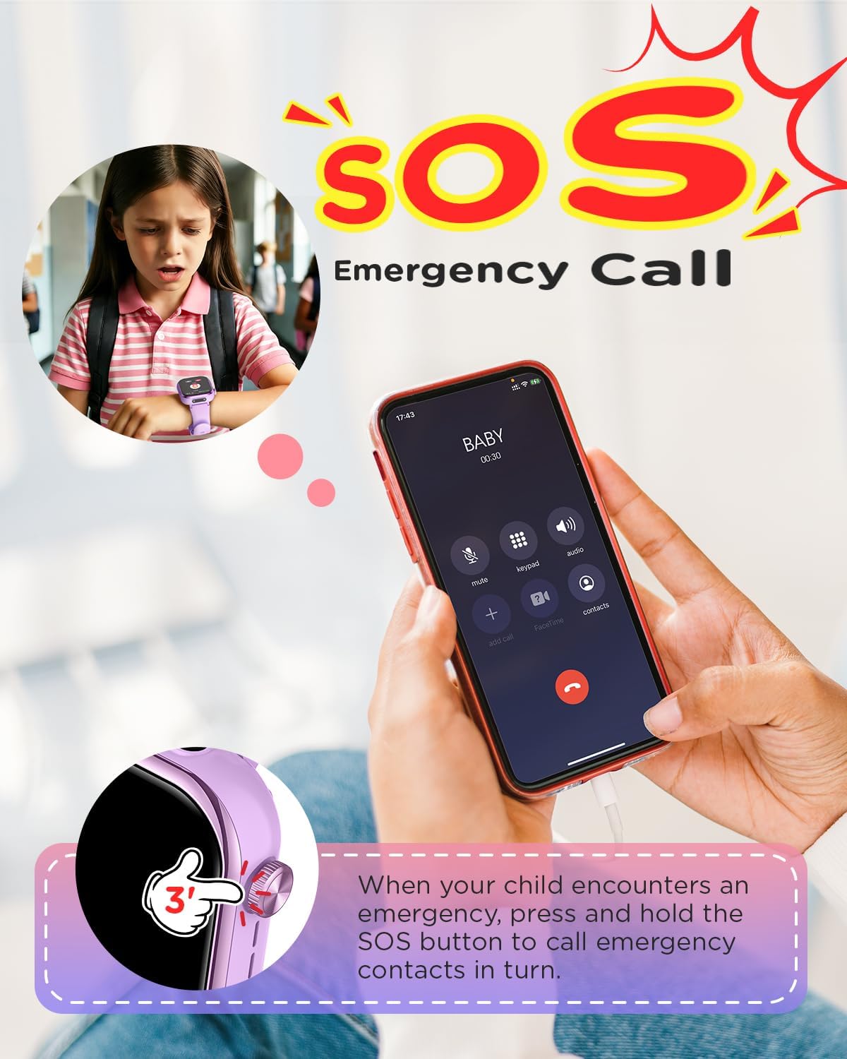 4G Reloj Inteligente Niña, 1.83'' HD Smartwatch Niñas con GPS y Llamadas, Videollamadas, Chat de Voz, Modo Escuela, Doble Cámara, Monitor de Sueño, Podómetro, Despertador IP68 para Niñas Niños Púrpura - 4