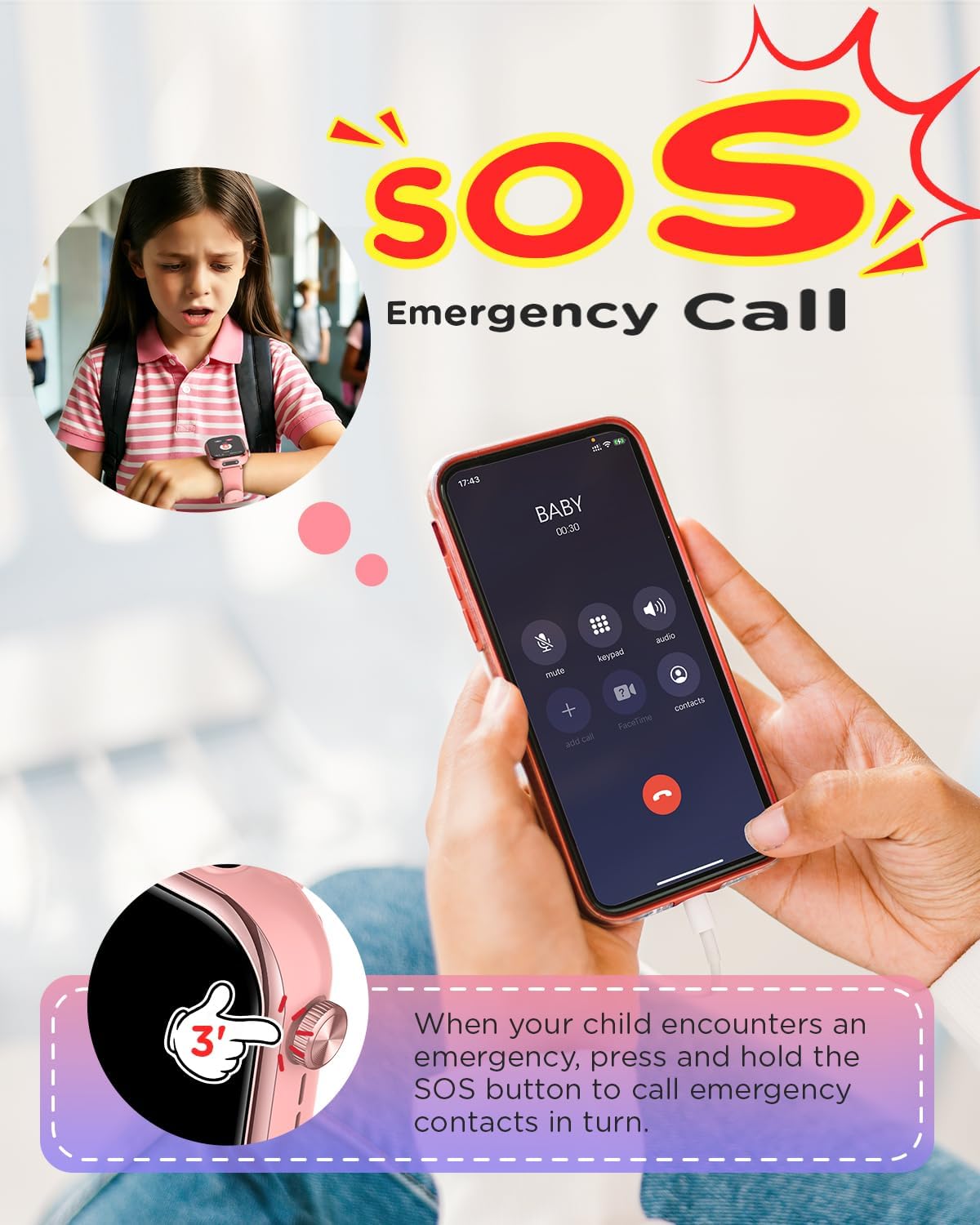 4G Reloj Inteligente Niña, 1.83'' HD Smartwatch Niñas con GPS y Llamadas, Videollamadas, Chat de Voz, Modo Escuela, Doble Cámara, Monitor de Sueño, Podómetro, Despertador IP68 para Niñas Niños Rosa - 4