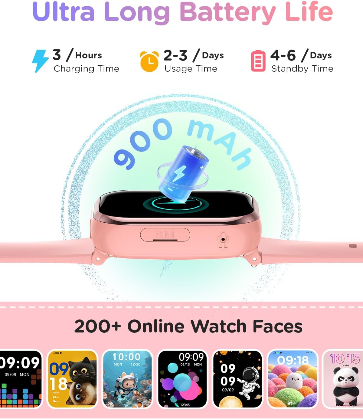 4G Reloj Inteligente Niña, 1.83'' HD Smartwatch Niñas con GPS y Llamadas, Videollamadas, Chat de Voz, Modo Escuela, Doble Cámara, Monitor de Sueño, Podómetro, Despertador IP68 para Niñas Niños Rosa - 6