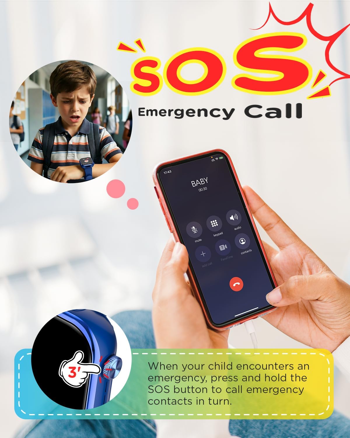 4G Reloj Inteligente Niño, 1.83'' HD Smartwatch Niños con GPS y Llamadas, Videollamadas, Chat de Voz, Modo Escuela, Doble Cámara, Monitor de Sueño, Podómetro, Despertador IP68 para Niñas Niños Azul - 4