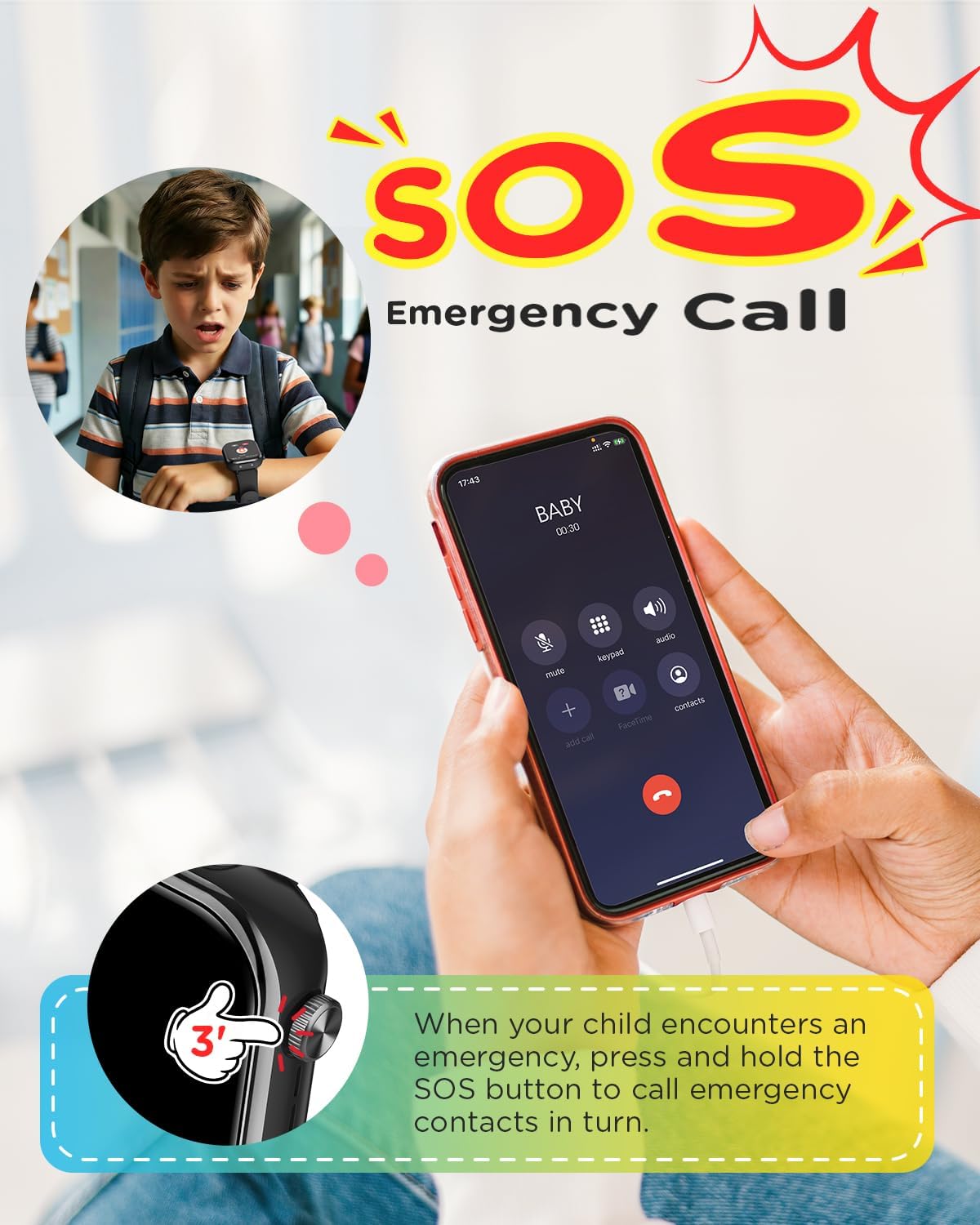 4G Reloj Inteligente Niño, 1.83'' HD Smartwatch Niños con GPS y Llamadas, Videollamadas, Chat de Voz, Modo Escuela, Doble Cámara, Monitor de Sueño, Podómetro, Despertador IP68 para Niñas Niños Negro - 4