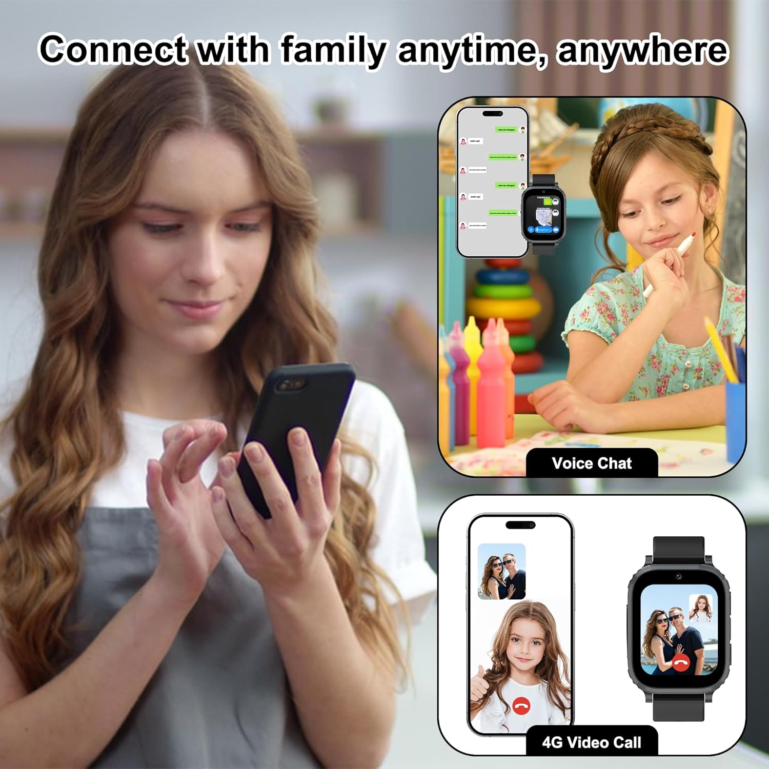 4G Reloj Inteligente Niño con GPS y Llamadas, Smartwatch Niños Llamadas Videollamada Teléfono SOS Chat SMS Juego Despertador IP68 Impermeable Modo Clase Localizador, Reloj GPS Niños Estudiante Regalo - 3