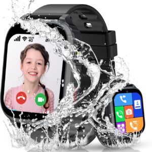 4G Reloj Inteligente Niño con GPS y Llamadas, Smartwatch Niños Llamadas Videollamada Teléfono SOS Chat SMS Juego Despertador IP68 Impermeable Modo Clase Localizador, Reloj GPS Niños Estudiante Regalo