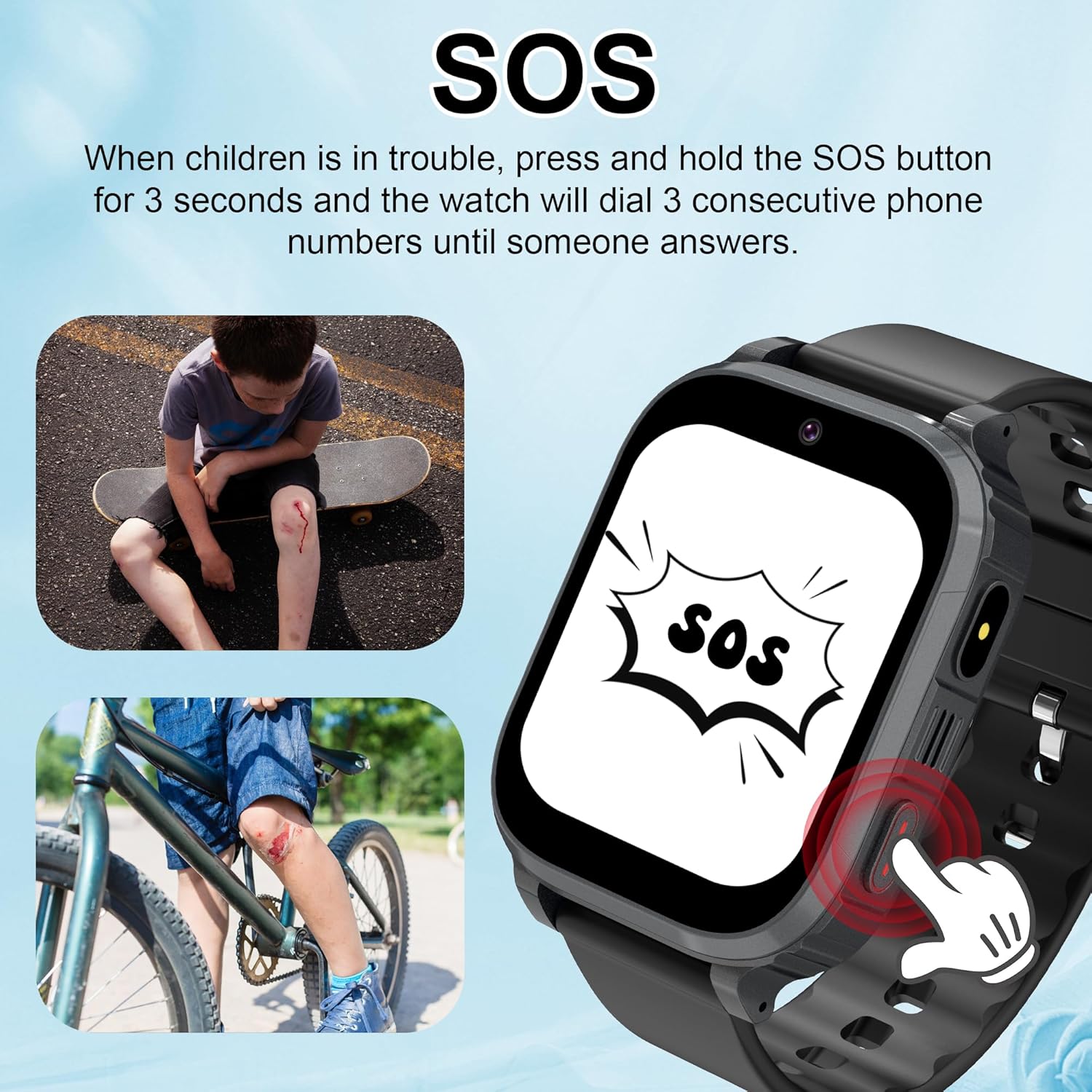 4G Reloj Inteligente Niño con GPS y Llamadas, Smartwatch Niños Llamadas Videollamada Teléfono SOS Chat SMS Juego Despertador IP68 Impermeable Modo Clase Localizador, Reloj GPS Niños Estudiante Regalo - 4