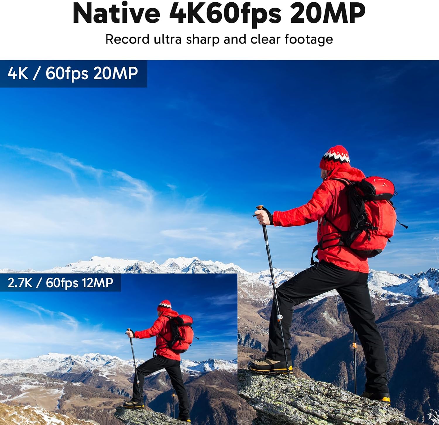 AKASO V50 Elite Cámara Deportiva 4K WiFi 20MP con Tarjeta de Memoria MicroSDXC de 64GB, Cámara de Acción con EIS Pantalla Táctil, Camara Acuatica Sumergible con 8X Zoom 2 Baterías Multi Accesorios - 2