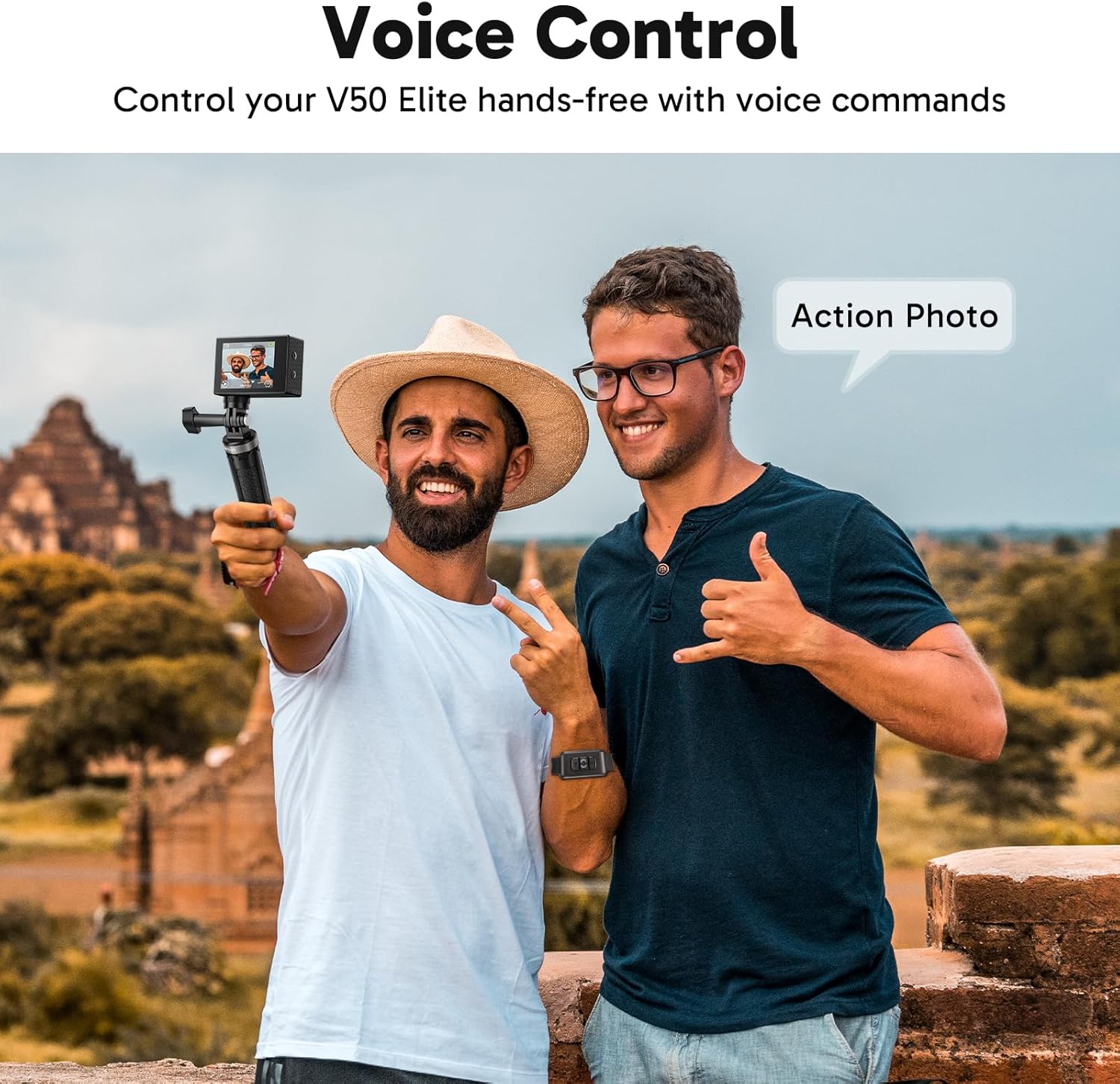 AKASO V50 Elite Cámara Deportiva 4K WiFi 20MP con Tarjeta de Memoria MicroSDXC de 64GB, Cámara de Acción con EIS Pantalla Táctil, Camara Acuatica Sumergible con 8X Zoom 2 Baterías Multi Accesorios - 3