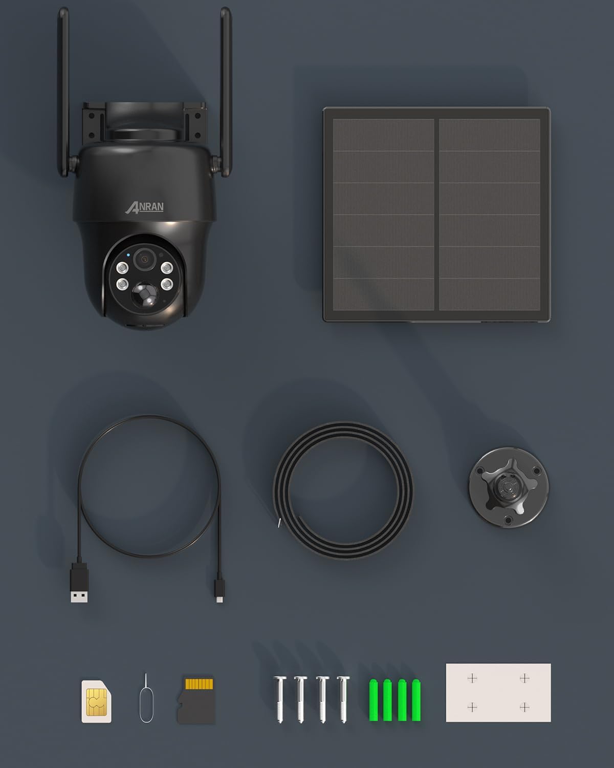ANRAN 3G/4G LTE Cámara Vigilancia Exterior con SIM, 2K HD 4G Solar Camara sin Cable con Batería, PTZ 360°, Visión Nocturna, Detección De Movimiento, Audio Bidireccional, Almacenamiento Local, G1 Negro - 6