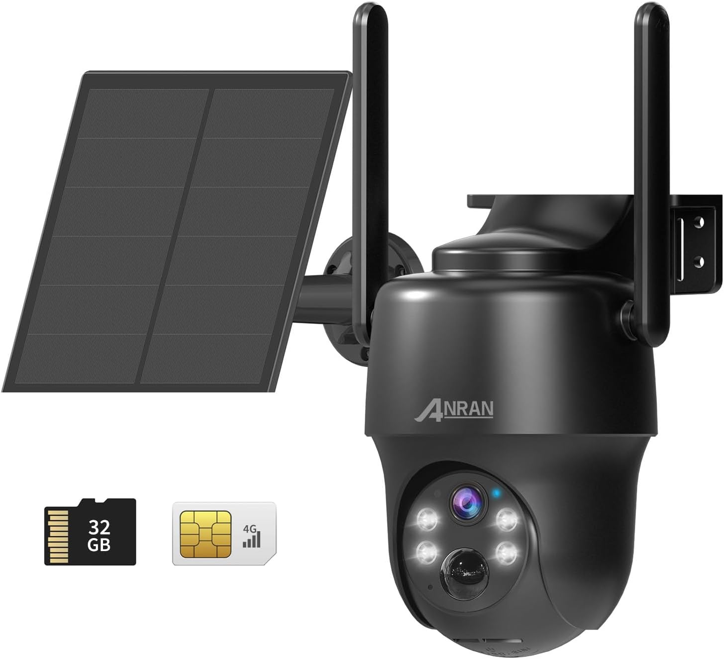 ANRAN 3G/4G LTE Cámara Vigilancia Exterior con SIM, 2K HD 4G Solar Camara sin Cable con Batería, PTZ 360°, Visión Nocturna, Detección De Movimiento, Audio Bidireccional, Almacenamiento Local, G1 Negro - 1
