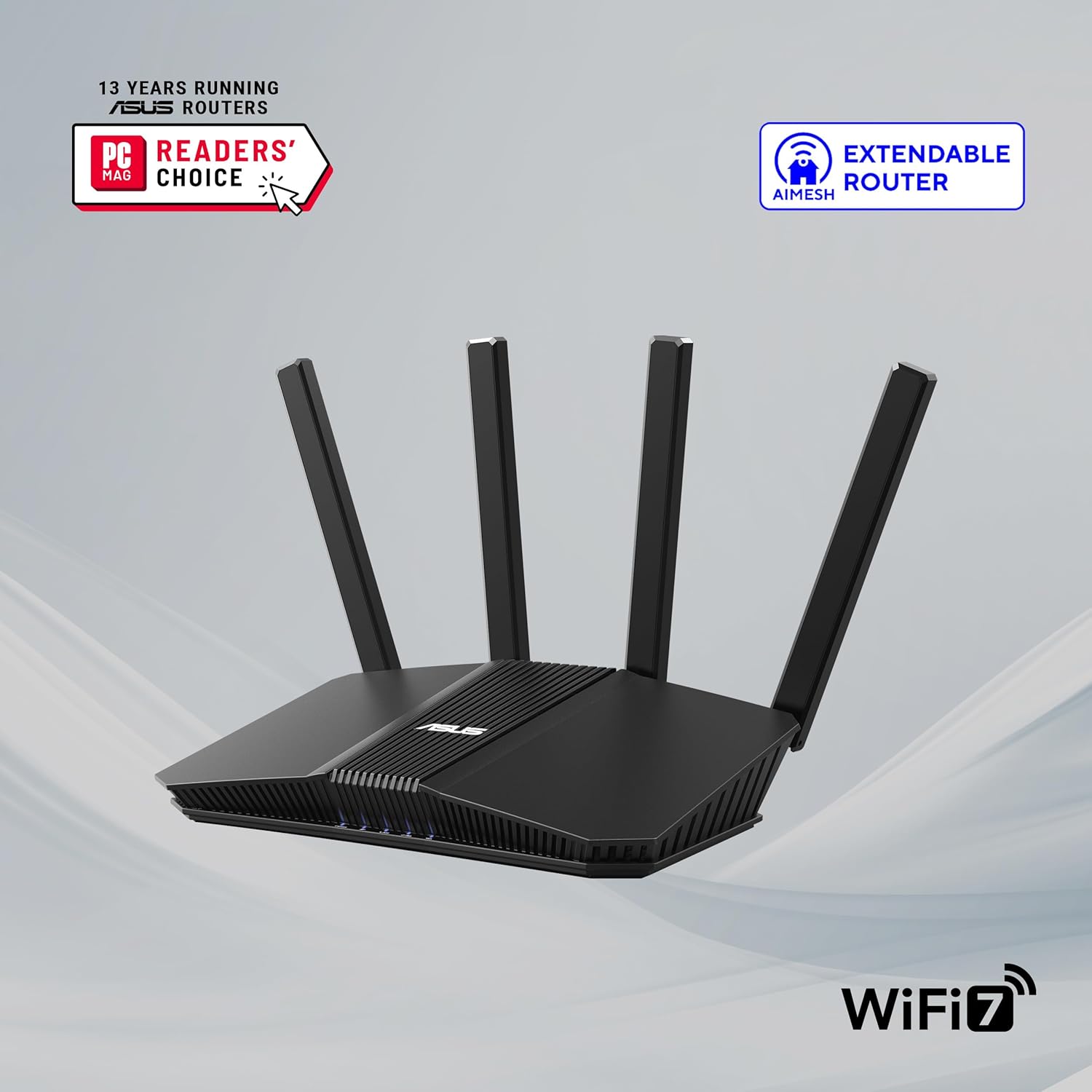 ASUS RT-BE58U - Router Extensible WiFi 7 Doble Banda AiMesh, 4K-QAM, MLO, WAN/LAN 2,5G con detección por IA, Cuatro Puertos 1G, Seguridad Comercial, Control Parental, IoT, Red Infantil, VPN - 2