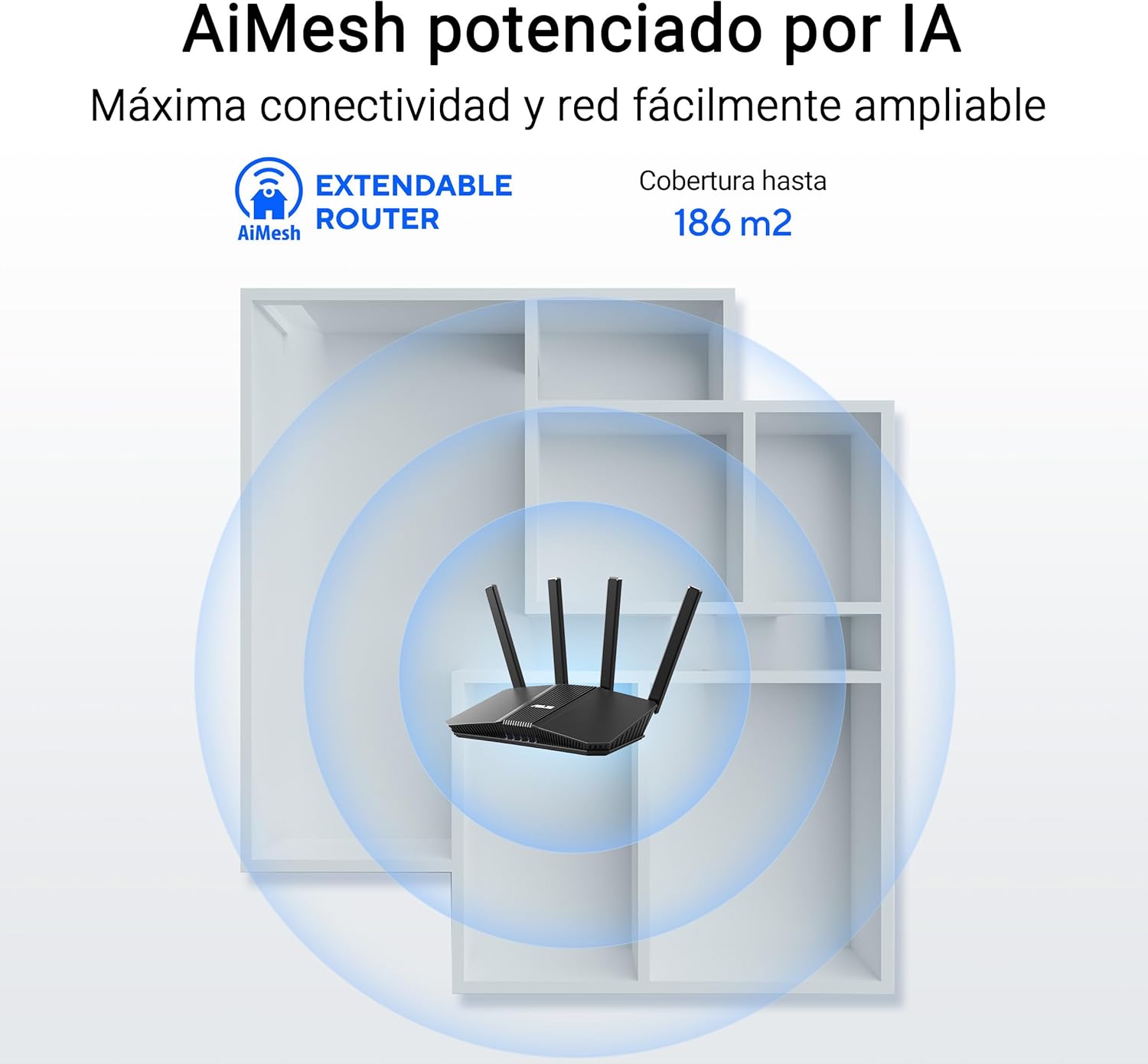 ASUS RT-BE58U - Router Extensible WiFi 7 Doble Banda AiMesh, 4K-QAM, MLO, WAN/LAN 2,5G con detección por IA, Cuatro Puertos 1G, Seguridad Comercial, Control Parental, IoT, Red Infantil, VPN - 4