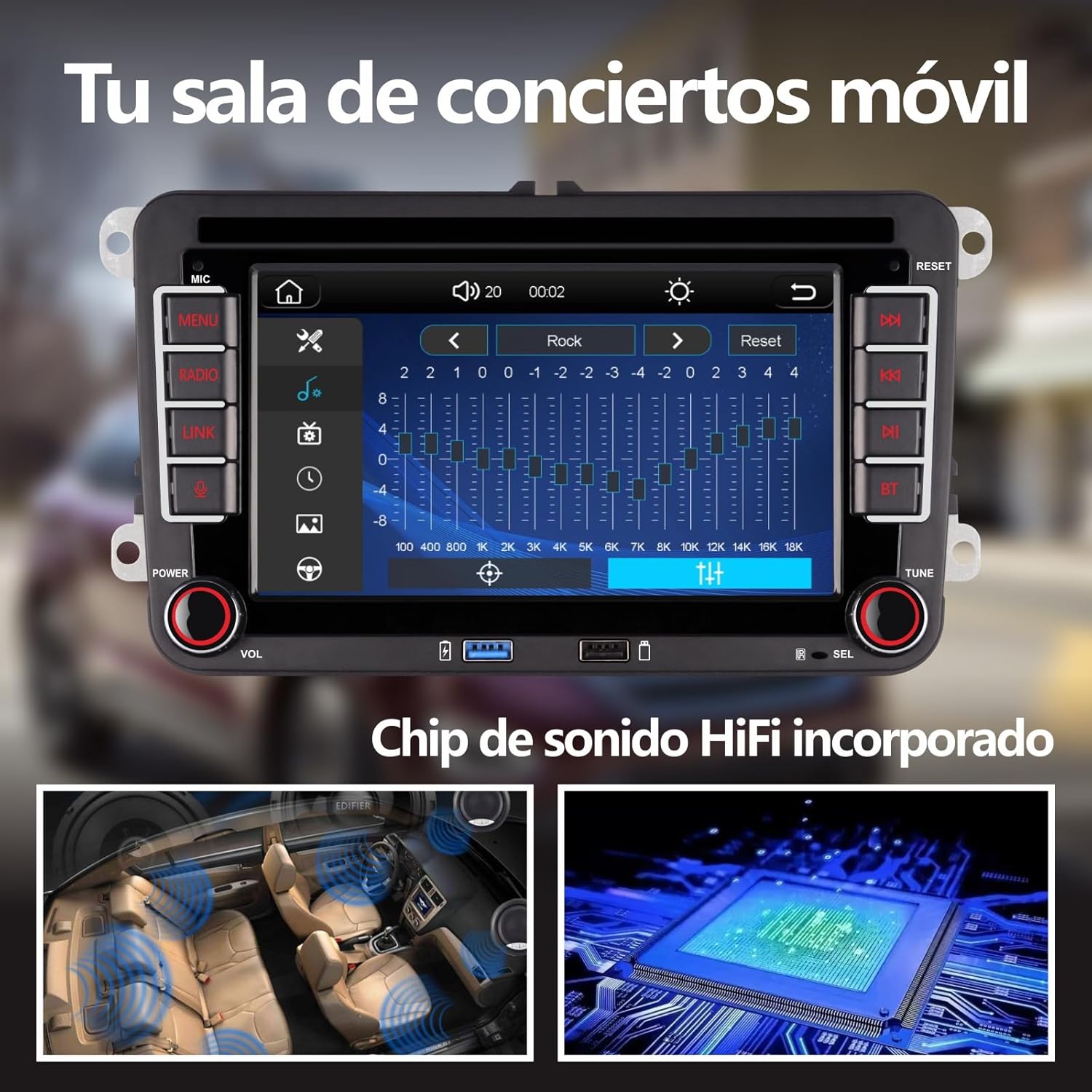 [Actualizado en 2025] Radio de Coche con inalámbrico Carplay Android Auto con IPS Bluetooth/FM/Am Radio/USB/Alta Potencia para VW Golf 5 6 Passat Jetta Caddy EOS T5 Tiguan Touran CC Polo - 3