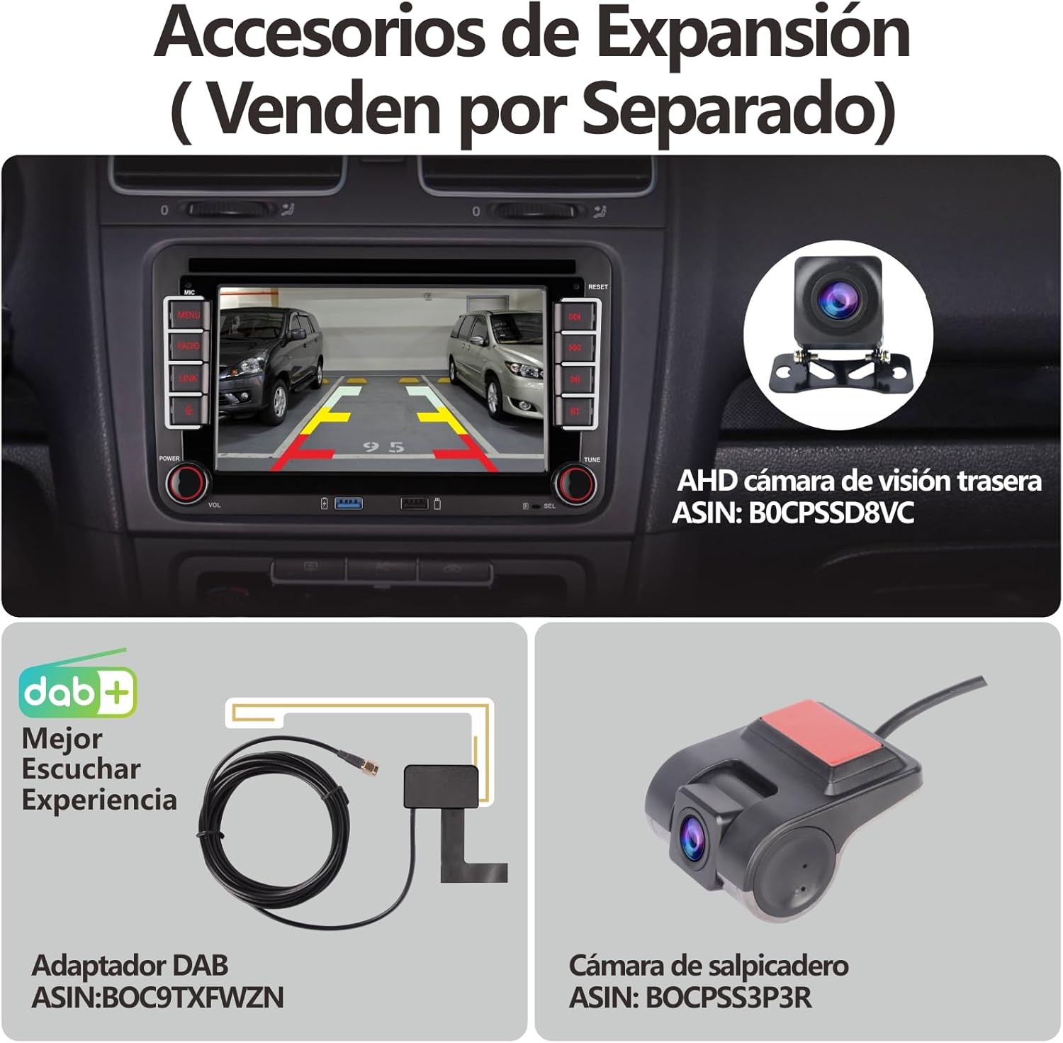 [Actualizado en 2025] Radio de Coche con inalámbrico Carplay Android Auto con IPS Bluetooth/FM/Am Radio/USB/Alta Potencia para VW Golf 5 6 Passat Jetta Caddy EOS T5 Tiguan Touran CC Polo - 5