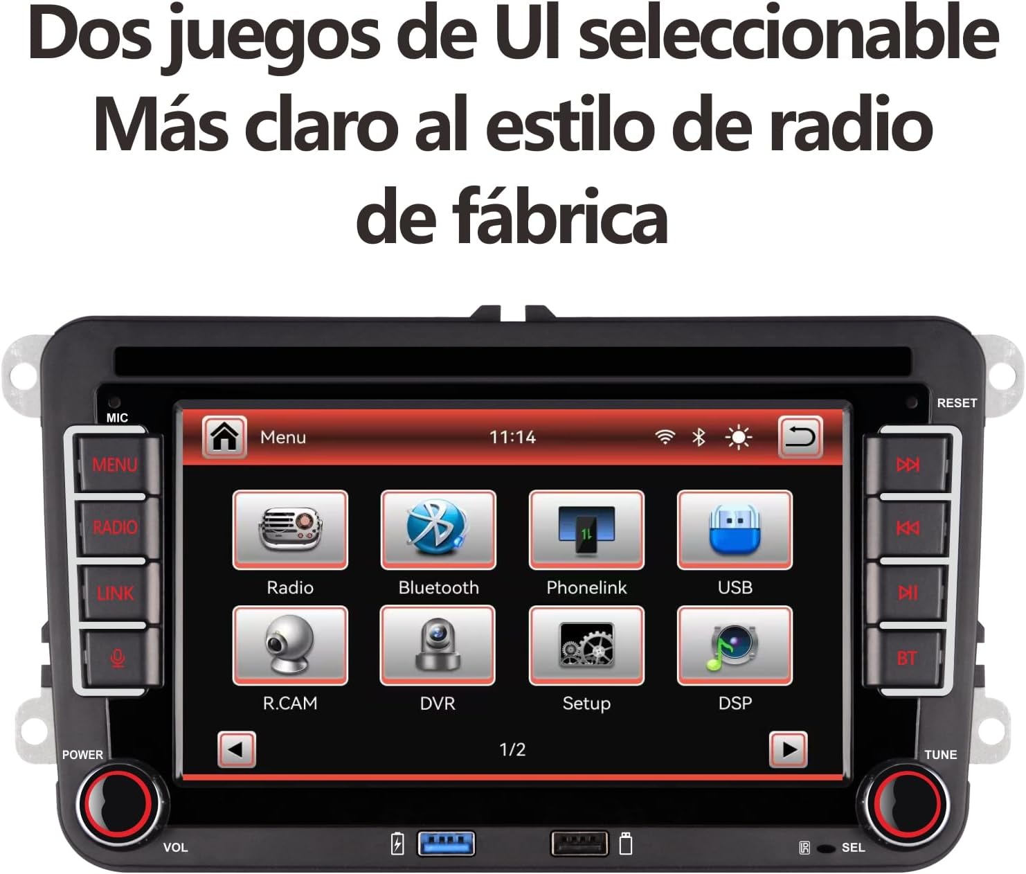 [Actualizado en 2025] Radio de Coche con inalámbrico Carplay Android Auto con IPS Bluetooth/FM/Am Radio/USB/Alta Potencia para VW Golf 5 6 Passat Jetta Caddy EOS T5 Tiguan Touran CC Polo - 6