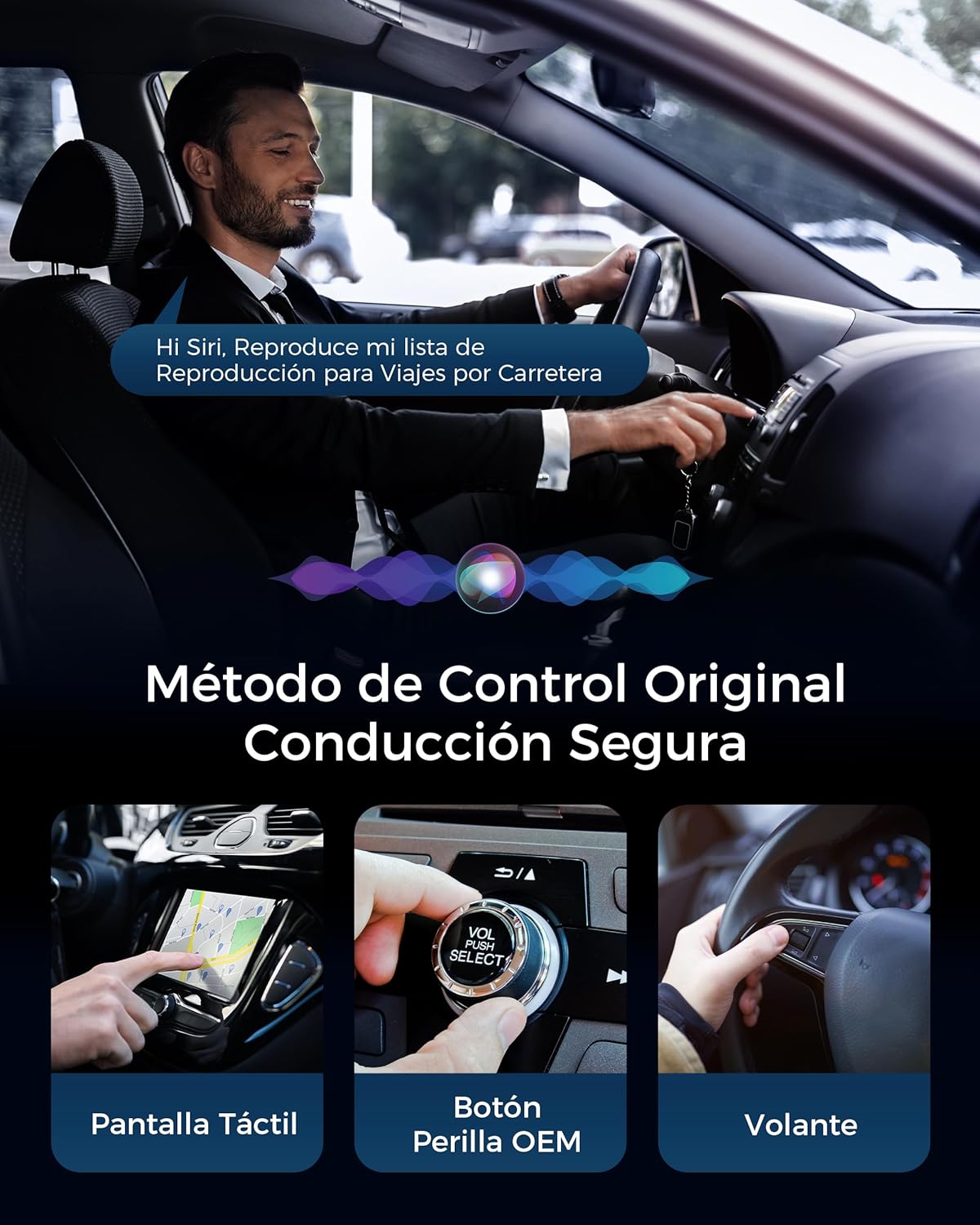 Adaptador CarPlay Inalámbrico, Bluetooth V5.3 Conexión Estable, 5.8GHz WiFi de Alta Velocidad, USB A/C, para Apple iPhone iOS 10+, Convierte Conexión con Cable en Inalámbrica - 5