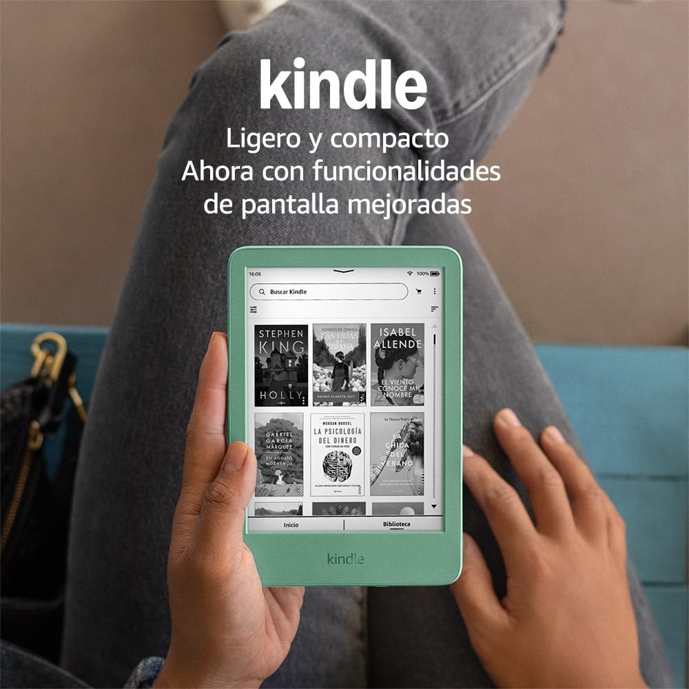 Amazon Kindle (16 GB), más ligero y compacto, pantalla sin reflejos, pasos de página más fluidos, luz frontal ajustable, batería de larga duración | Sin publicidad, verde matcha + Kindle Unlimited - 1