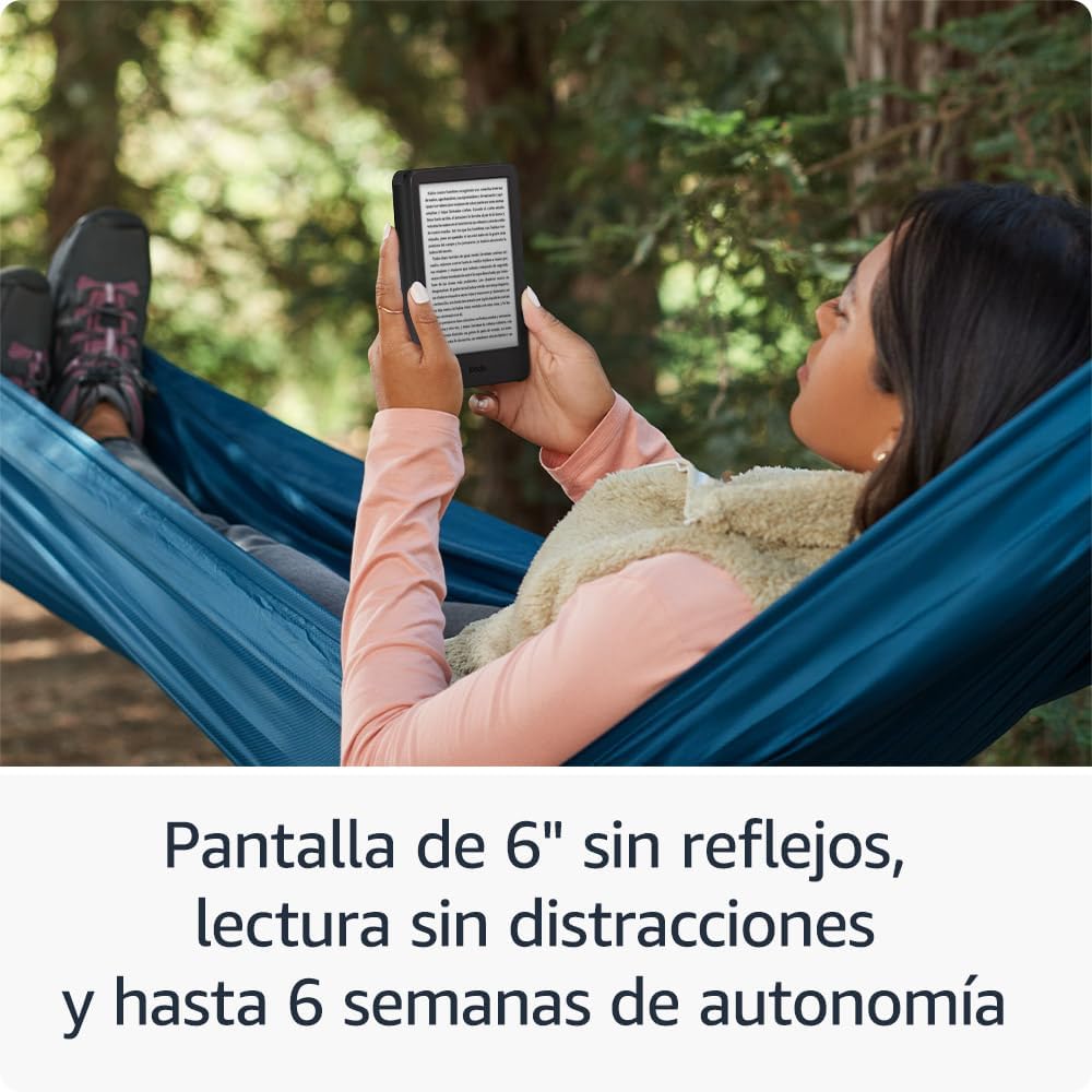 Amazon Kindle (última generación) | el Kindle más ligero y compacto, con pantalla sin reflejos, pasos de página más fluidos y luz frontal ajustable | 16 GB | Sin publicidad | Negro - 5