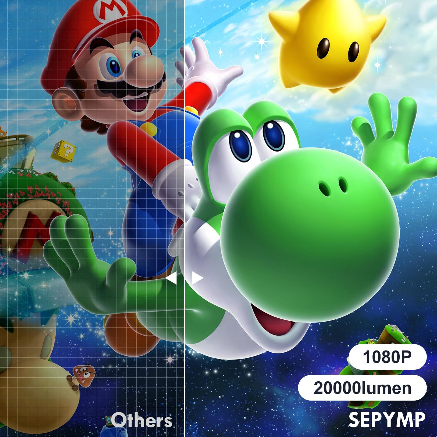 [Apps integradas & 2025 Upgraded] Proyector Portatil,SEPYMP Mini Proyector 4K,1080P HD-WiFi 6-BT 5.2, Android 13, Compatibile con HDMI/USB/TV Stick/PS5/Laptop, Blanco - 5