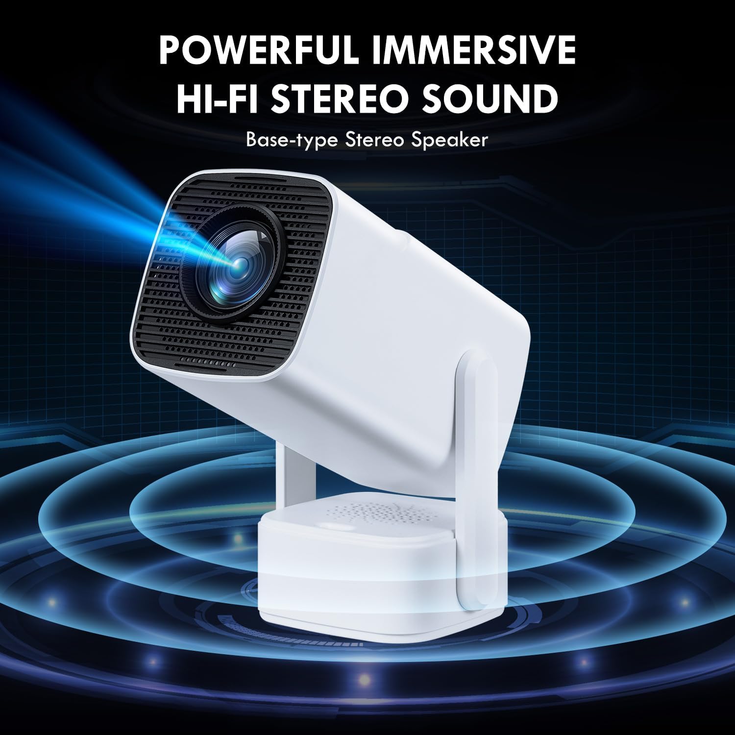 [Apps integradas & 2025 Upgraded] Proyector Portatil,SEPYMP Mini Proyector 4K,1080P HD-WiFi 6-BT 5.2, Android 13, Compatibile con HDMI/USB/TV Stick/PS5/Laptop, Blanco - 6