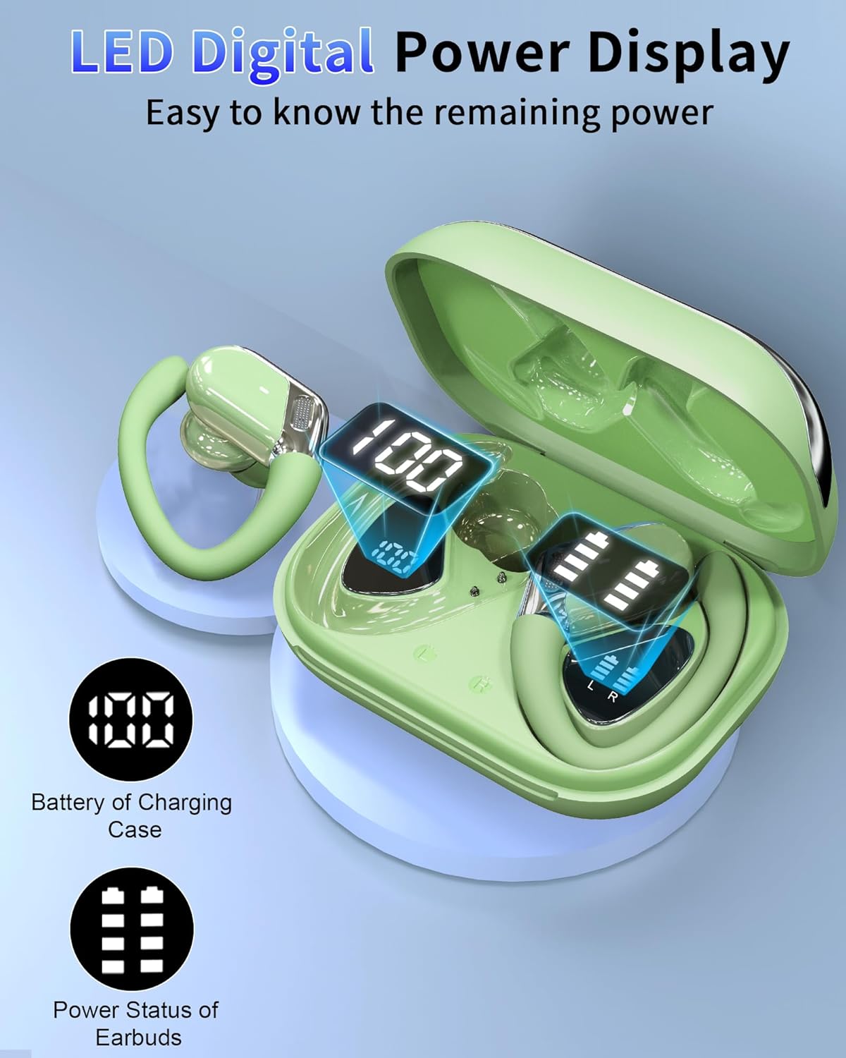 Auriculares Bluetooth, Bluetooth 5.4 Sport Auriculares con HiFi estéreo, 50 horas Auriculares Inalámbricos en el Ear Cancelación de Ruido ENC y 4 HD Mic, IP7 Impermeable Auriculares, Inalámbricos K24 - 6