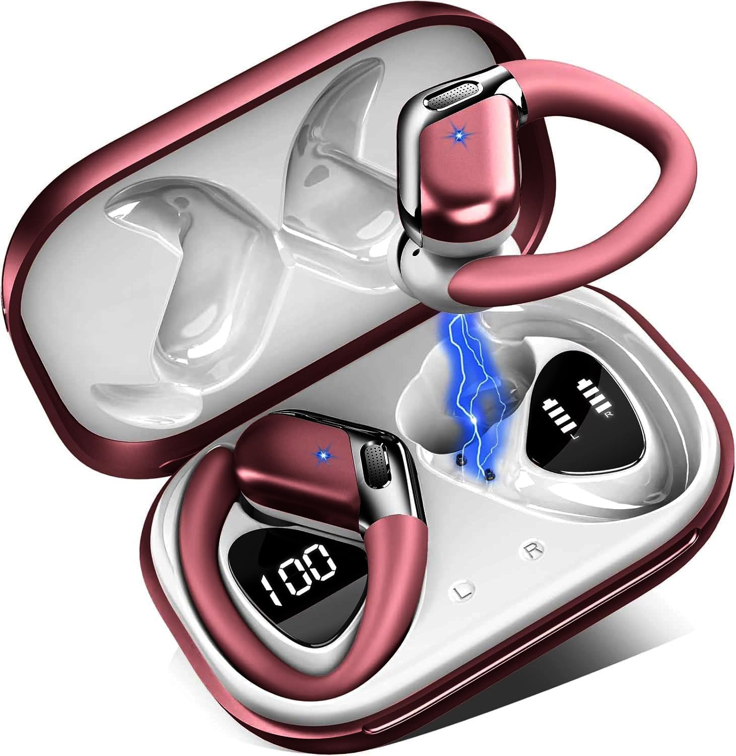 Auriculares Bluetooth, Bluetooth 5.4, auriculares deportivos con HiFi estéreo, 50 horas auriculares inalámbricos en el oído, cancelación de ruido ENC y micrófono 4 HD, IP7 resistente al agua, Ka22 - 1