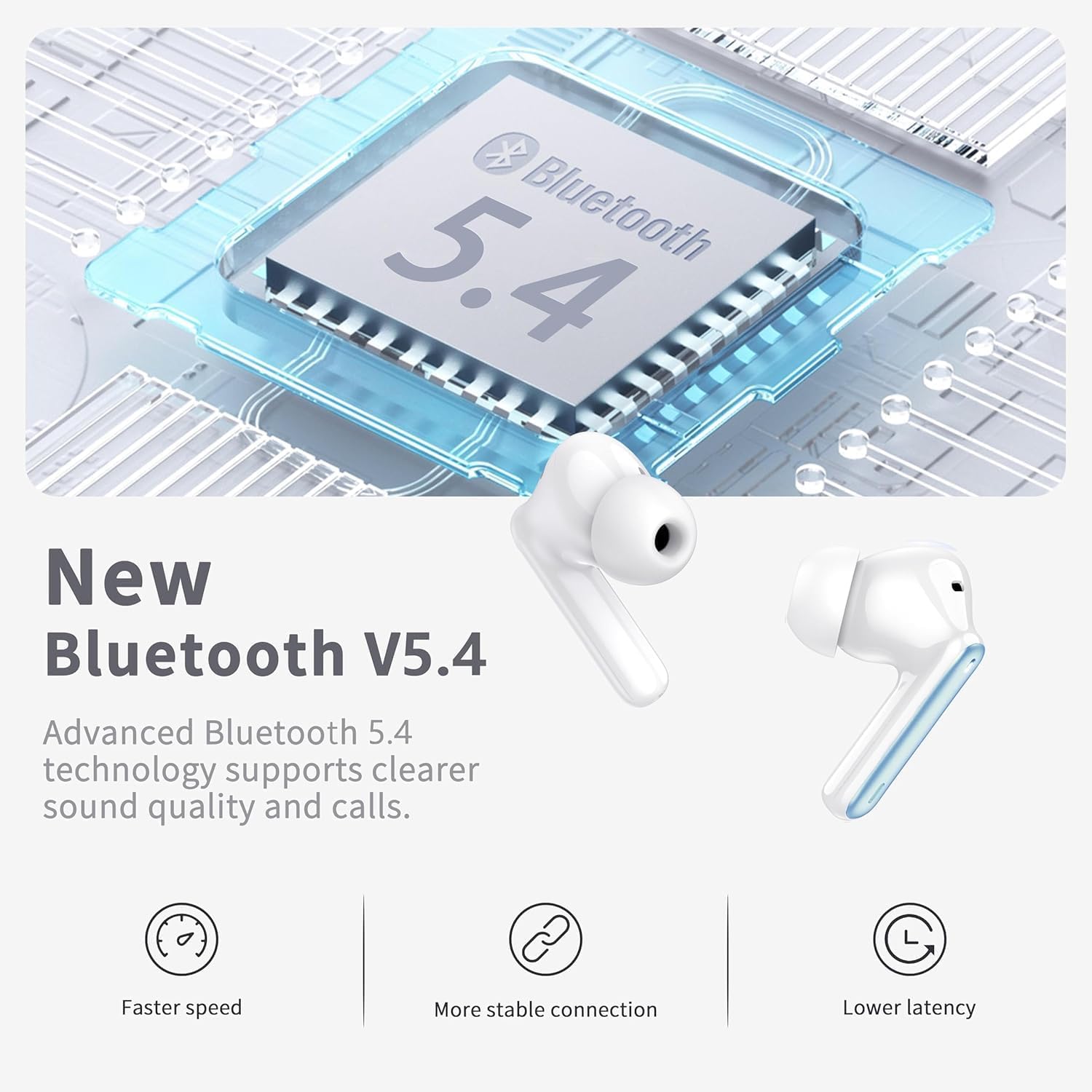 Auriculares Inalambricos Bluetooth, 2026 Auriculares Bluetooth 5.4 con ENC Reducción de Ruido, 40H HiFi Estéreo Cascos Inalambricos Bluetooth con 4 HD Mic, Pantalla LED, IP7 Impermeablem Cascos, Azul - 2
