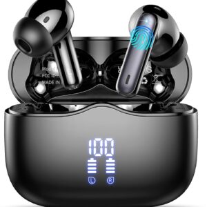 Auriculares Inalambricos Bluetooth, 2026 Auriculares Bluetooth 5.4 con ENC Reducción de Ruido, 40H HiFi Estéreo Cascos Inalambricos Bluetooth con 4 HD Mic, Pantalla LED, IP7 Impermeablem Cascos/USB-C
