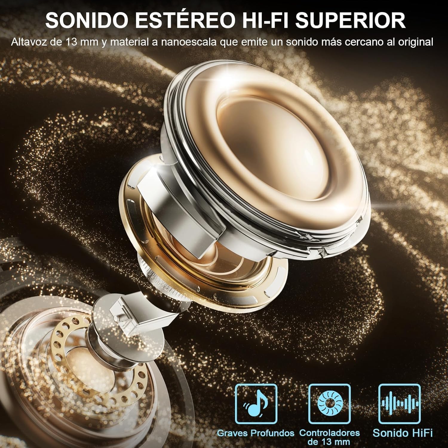 Auriculares Inalambricos Bluetooth, 2026 Cascos Inalambricos Bluetooth 5.4 HiFi Estéreo, 45 Horas Auriculares inalámbricos con ENC Cancelacion Ruido, IP7 Impermeable/Pantalla LED/Carga Rápida Tipo-C - 3