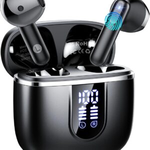 Auriculares Inalambricos Bluetooth 5.4, Auriculares Bluetooth con HiFi Estéreo, 40H Cascos Inalambricos Bluetooth con 4 HD Mic ENC Reducción de Ruido, Pantalla LED, IP7 Impermeable Audifonos USB-C