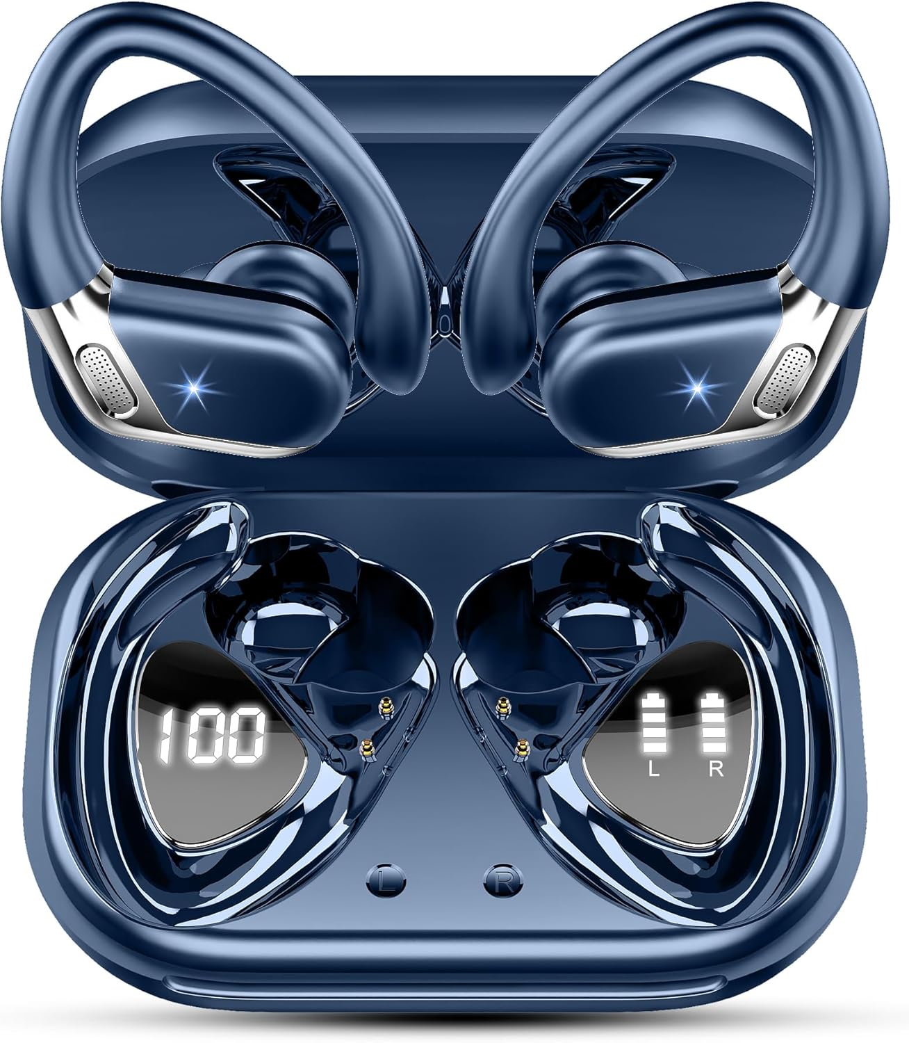 Auriculares Inalambricos Deportivos, Auriculares Bluetooth 5.4 HiFi Estéreo con 4 HD Mic, 50H Cascos Inalambricos Bluetooth con Cancelacion Ruido ENC, IP7 Impermeable Cascos para Running - 1