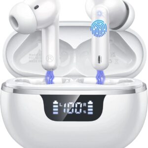 Auriculares inalámbricos Bluetooth con cancelación de Ruido, Auriculares Bluetooth con Controladores dinámicos estéreo, Auriculares Deportivos inalámbricos Bluetooth con Pantalla de alimentación LED