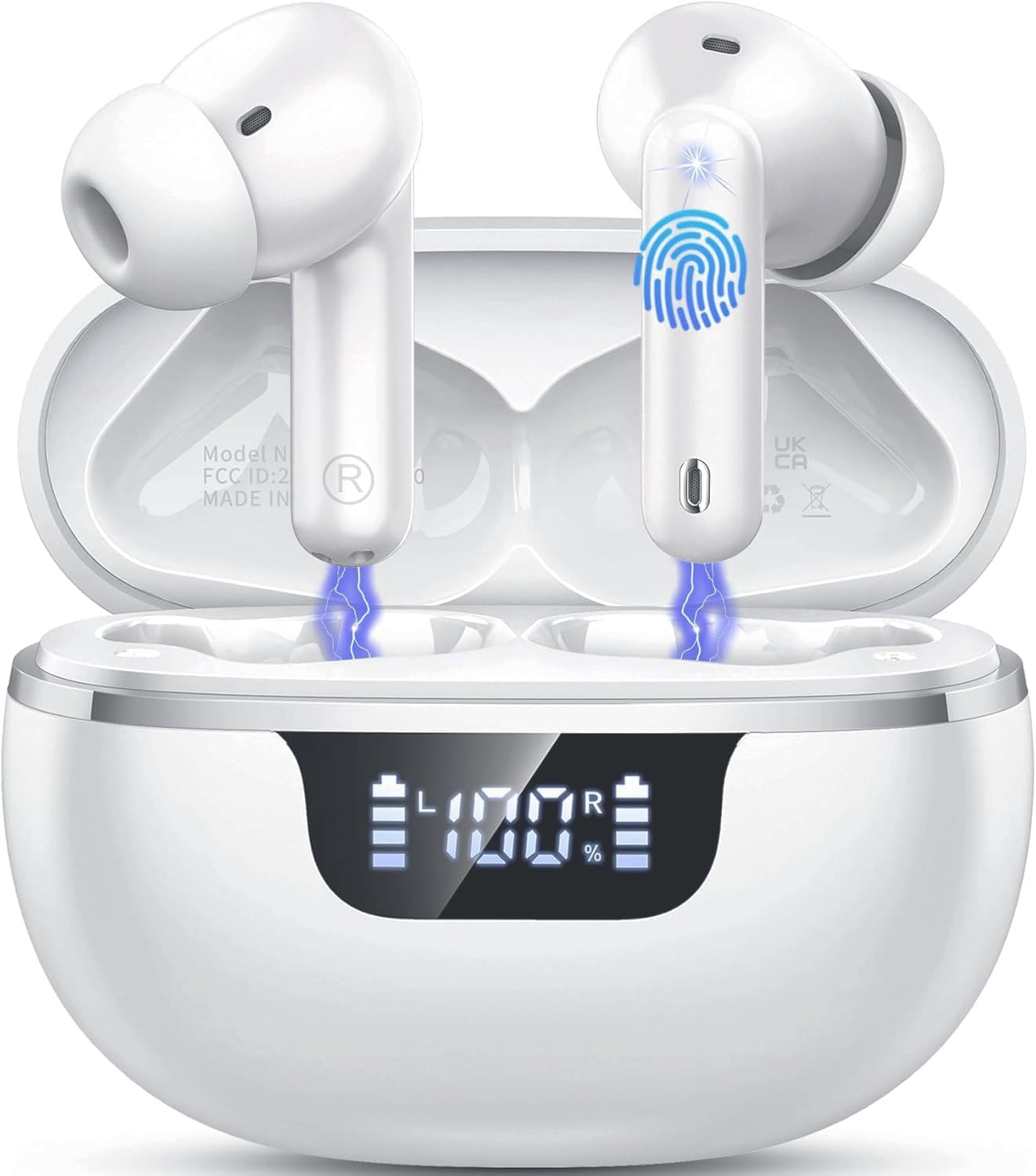 Auriculares inalámbricos Bluetooth con cancelación de Ruido, Auriculares Bluetooth con Controladores dinámicos estéreo, Auriculares Deportivos inalámbricos Bluetooth con Pantalla de alimentación LED - 1