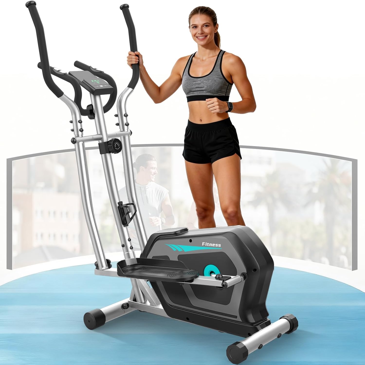 Bicicleta Elíptica,3 en 1 Máquina Elíptica para Casa con 16 Niveles de Resistencia,Monitor LCD, Bluetooth App y Soporte para Dispositivos,Pedal Antideslizante - 1