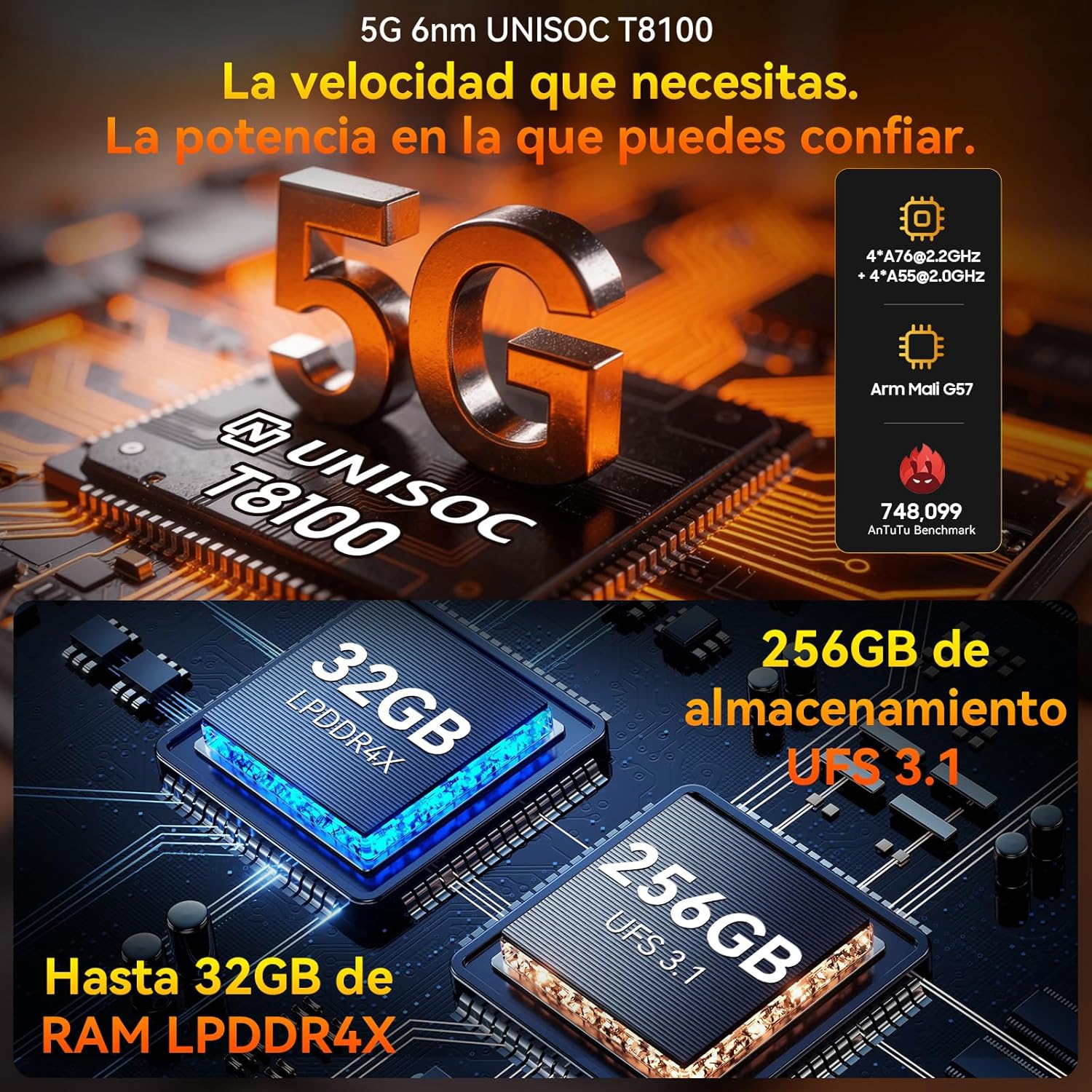 Blackview Rock 2 Pro Movil Irrompible, Android 16 Movil Indestructible 5G 32GB+256GB, 6.67" HD+ Display 120Hz 15000mAh IP69K Móvil Rugerizado, 16MP AI Kamera, NFC/OTG/GPS/Gemini AI/Glove Mode 2.0 - 6
