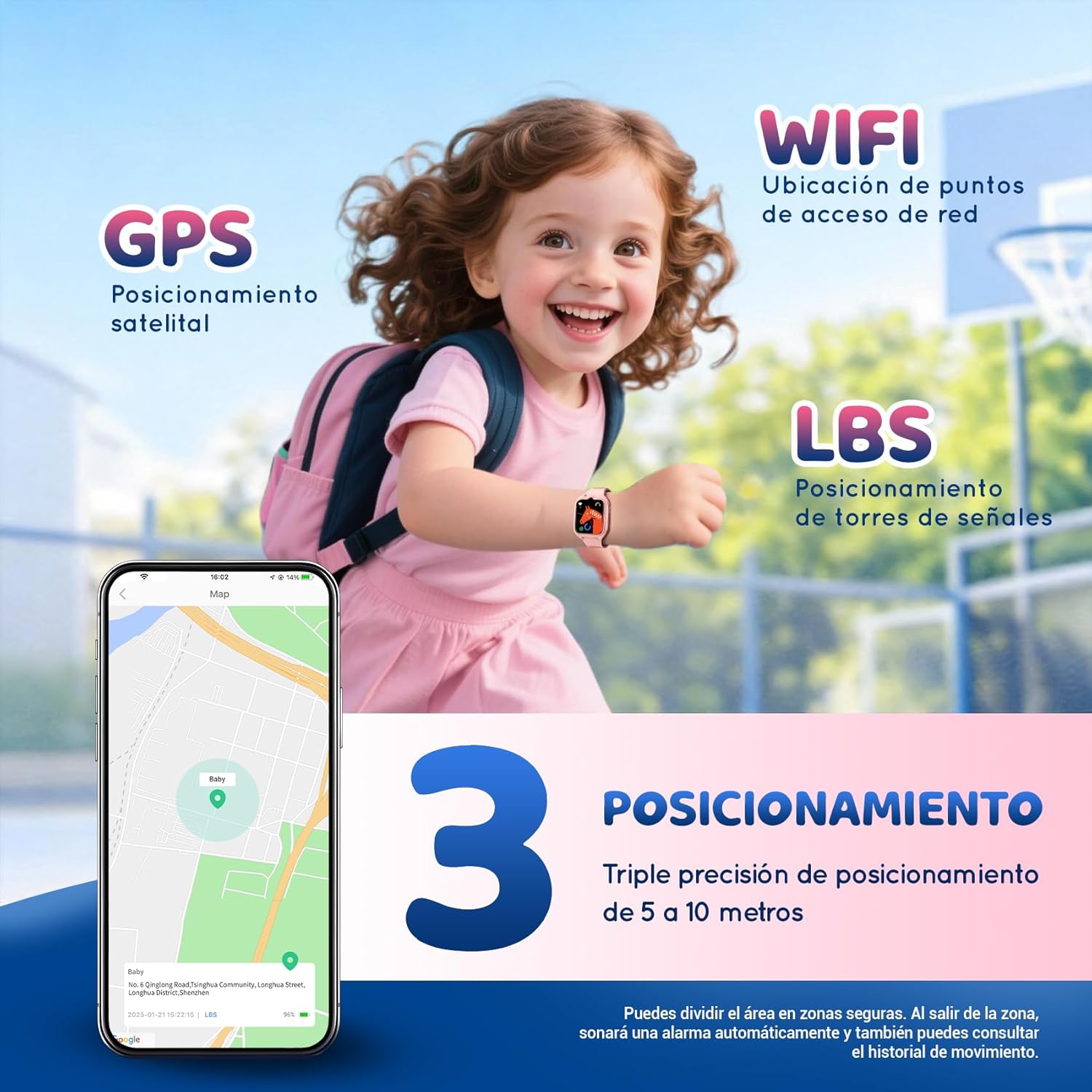Blackview Smartwatch, 1.75” Reloj Inteligente Niño con GPS Posición, LED Linterna, SOS Llamar, Videollamadas, Chat de Voz, Smartwatch Niños con Podómetro, Juego, Despertador, Modo Escuela, Azul - 2