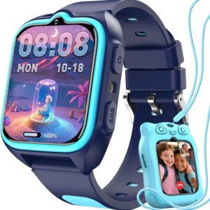 Blackview Smartwatch, 1.75” Reloj Inteligente Niño con GPS Posición, LED Linterna, SOS Llamar, Videollamadas, Chat de Voz, Smartwatch Niños con Podómetro, Juego, Despertador, Modo Escuela, Azul