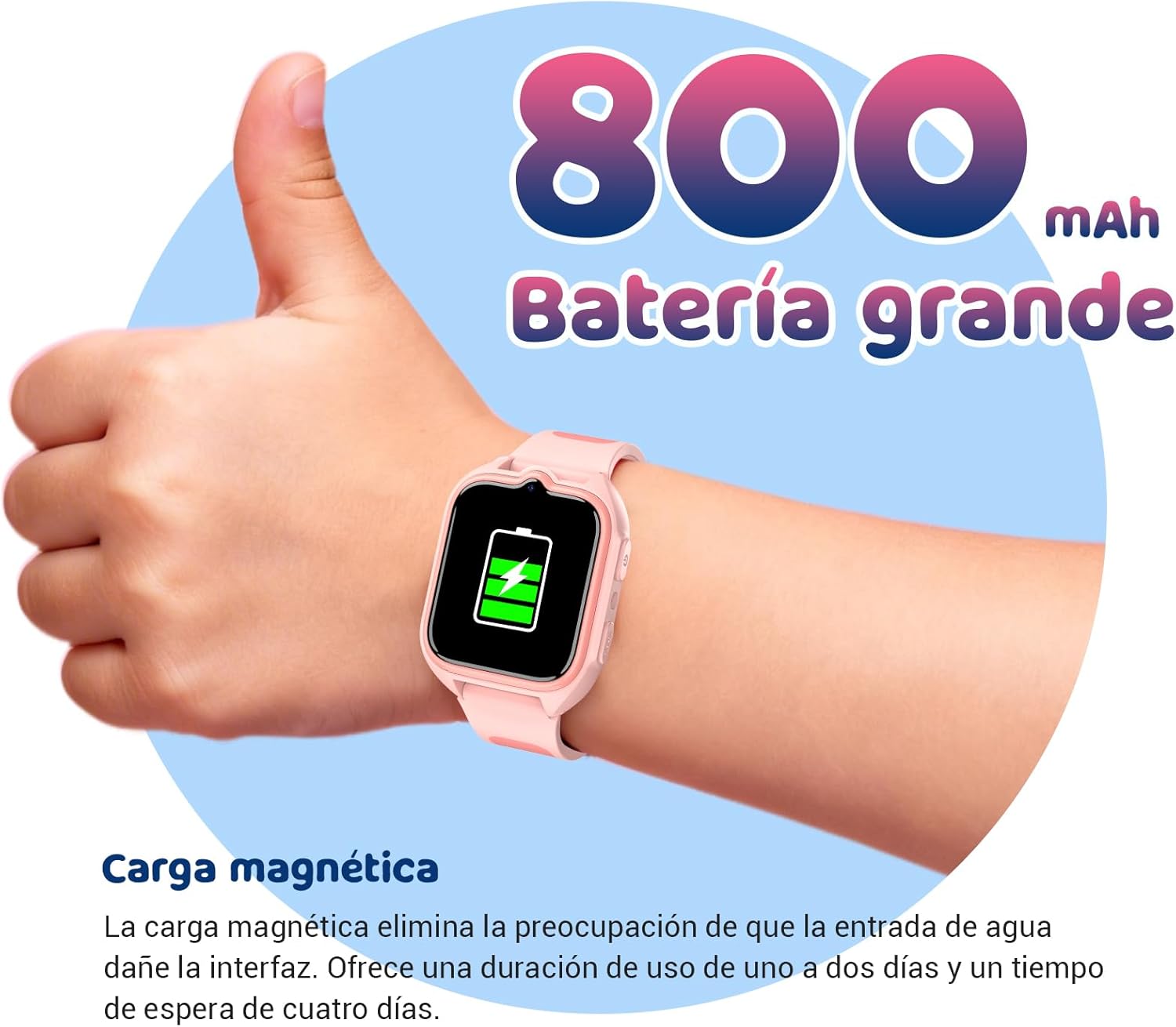 Blackview Smartwatch, 1.75” Reloj Inteligente Niño con GPS Posición, LED Linterna, SOS Llamar, Videollamadas, Chat de Voz, Smartwatch Niños con Podómetro, Juego, Despertador, Modo Escuela, Azul - 5
