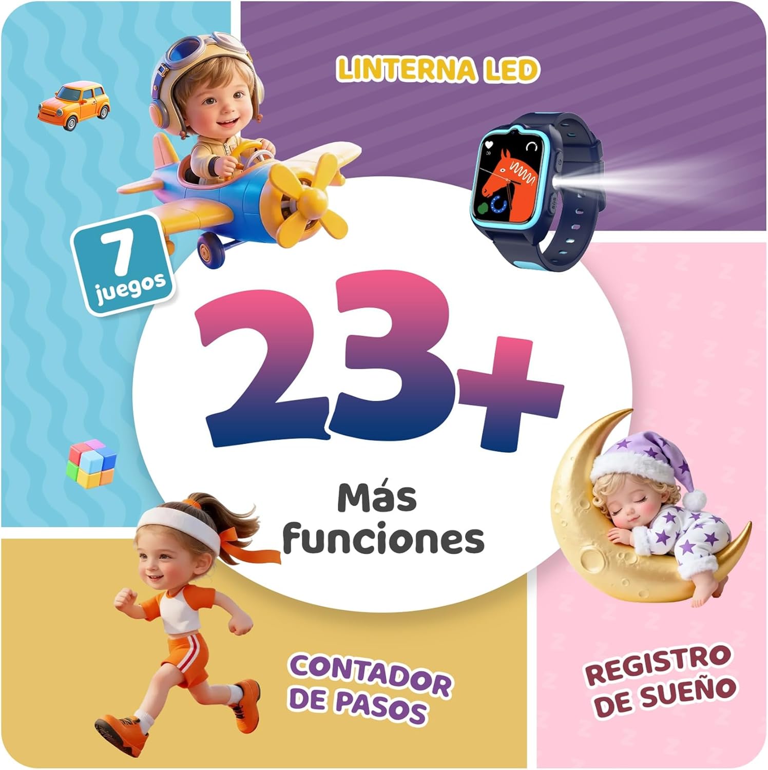 Blackview Smartwatch, 1.75” Reloj Inteligente Niño con GPS Posición, LED Linterna, SOS Llamar, Videollamadas, Chat de Voz, Smartwatch Niños con Podómetro, Juego, Despertador, Modo Escuela, Azul - 6