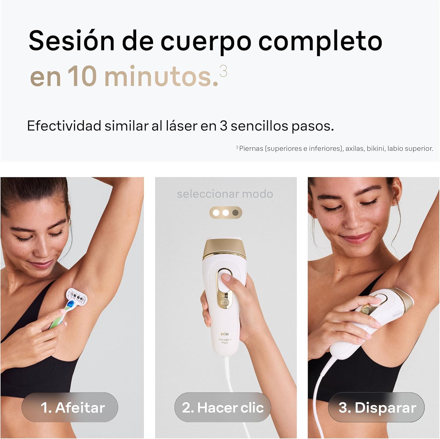 Braun Depiladora Luz Pulsada Silk·expert Pro 5 Alternativa a Depiladora Laser, IPL, con Funda, Cabezal de Precisión Y Maquinilla Venus, Eliminación del Vello en Casa, PL5157, Blanca/Dorada - 5