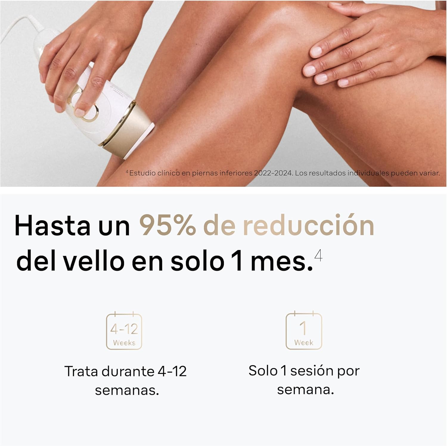 Braun Depiladora Luz Pulsada Silk·expert Pro 5 Alternativa a Depiladora Laser, IPL, con Funda, Cabezal de Precisión Y Maquinilla Venus, Eliminación del Vello en Casa, PL5157, Blanca/Dorada - 6