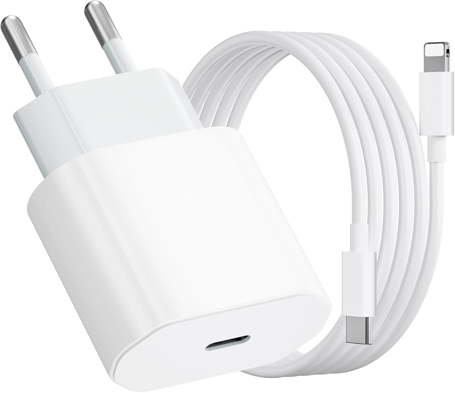 Cargador para iPhone Carga Rapida de 20W con Cable para iPhone de 1m, Cargador para iPhone 14/14 Plus/ 14 Pro/ 14 Pro MAX/ 13/12/ 1/ X/ 8/7 - 1