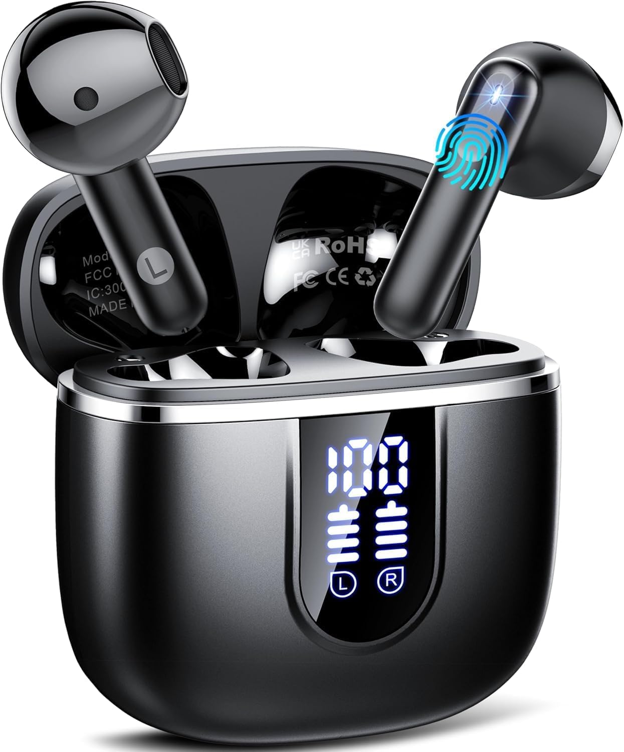 Cillso 2026 Auriculares Bluetooth 5.4, Auriculares Inalambricos Bluetooth con HiFi Estéreo, Cascos Inalambricos con Reducción de Ruido Mic, Pantalla LED, Ligero, Control Táctil Ajuste Cómodo Naranja - 4