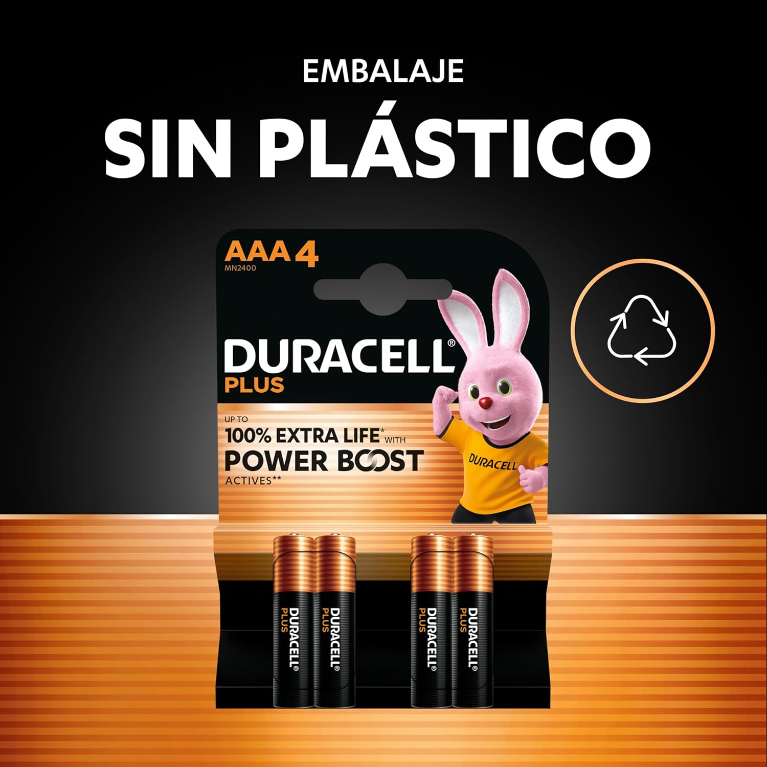 DURACELL Plus Pilas AAA (Paquete de 12) – Pilas alcalinas 1,5 V–Hasta un 100 % de duración extra con activos POWER BOOST–Fiabilidad para dispositivos cotidianos–Envase con 0 % de plástico–MN2400 - 5